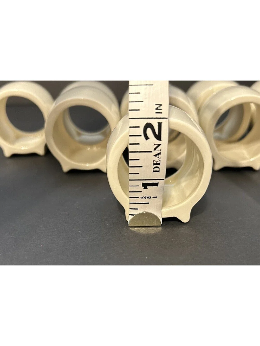 Napkin Rings - Set of 9 Cream Colored Ceramic -